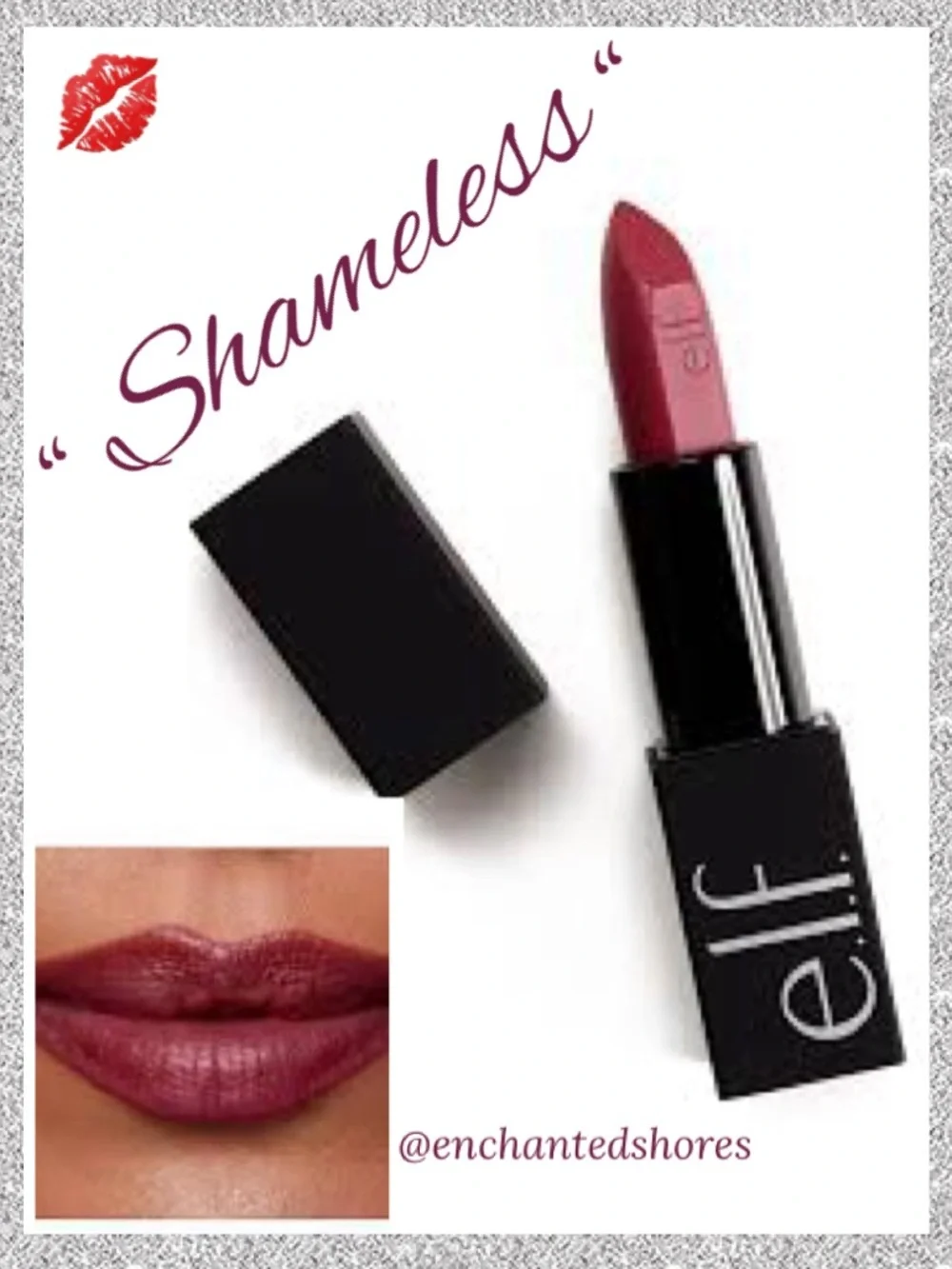e.l.f. O Face Satin Lipstick 0.13 oz Luxury Long Lasting Lip Color “Shameless